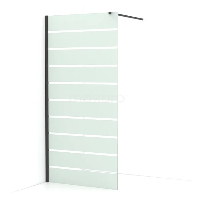 Diamond Walk-in shower | 90 cm Black chrome Clear with matt stripes Fixed wall IDA09116BCN