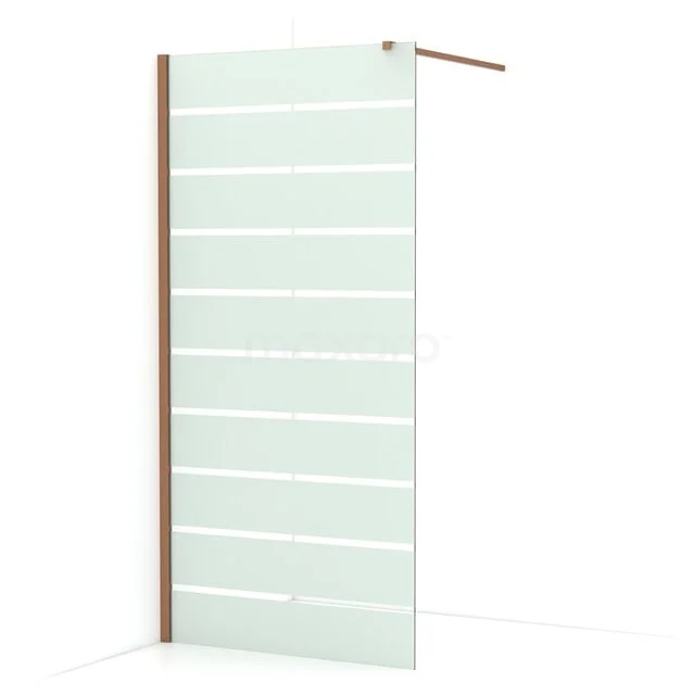 Begehbare Dusche Diamant 100cm aus klarem Sicherheitsglas mit matten Streifen Kupfer IDA10116KP