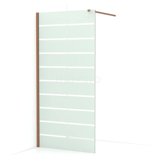 Diamond Walk-in shower | 90 cm Copper Clear with matt stripes Fixed wall IDA09116KP