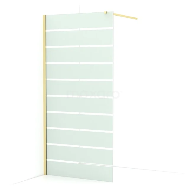 Diamond Walk-in shower | 90 cm Light gold Clear with matt stripes Fixed wall IDA09116LG