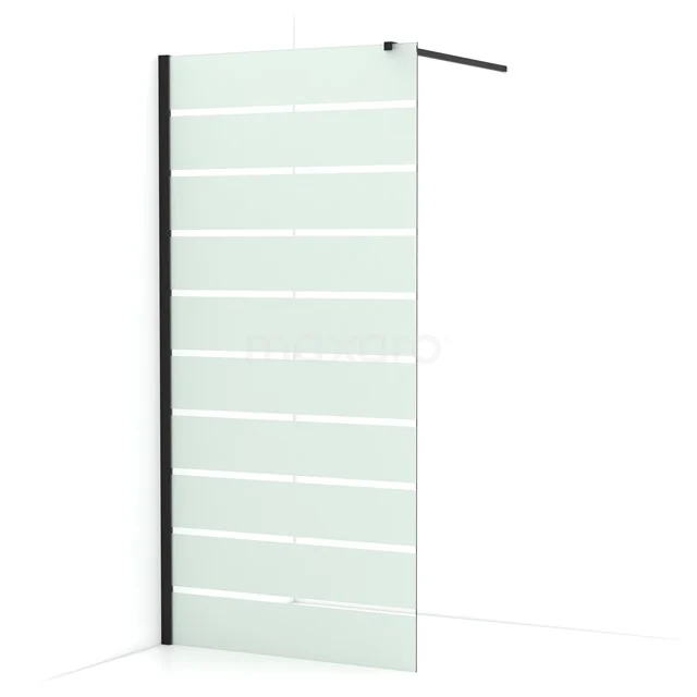 Diamond Walk-in shower | 90 cm Matte black Clear with matt stripes Fixed wall IDA09116MB