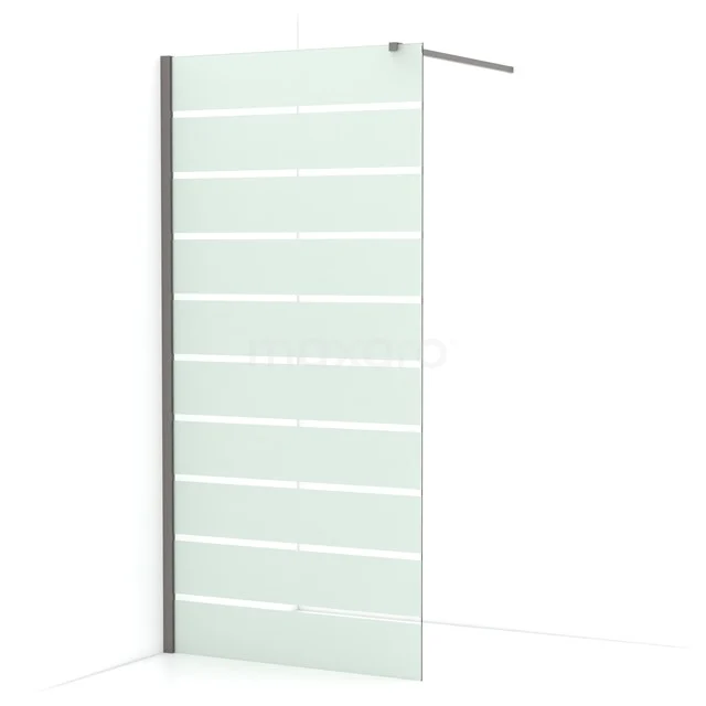 Diamond Walk-in shower | 90 cm Black metal Clear with matt stripes Fixed wall IDA09116ZMN