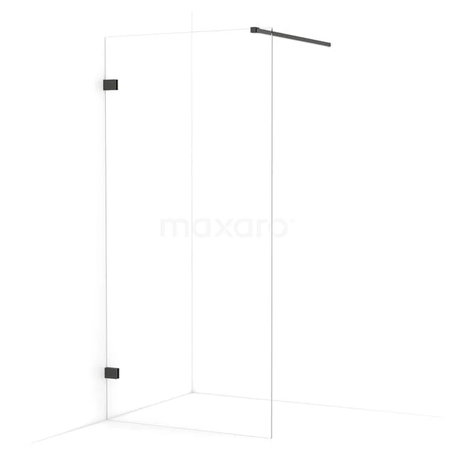 Diamond begehbare Dusche | 90 cm Schwarzchrom  Feste Wand IDA09120BC