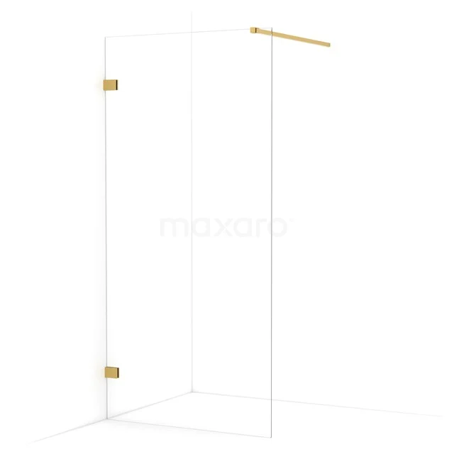 Diamond Walk-in shower | 90 cm Gold Clear glass Fixed wall IDA09120GG