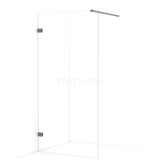 Begehbare Dusche Diamant 90cm Klares Sicherheitsglas Schwarzes Metall IDA09120ZM