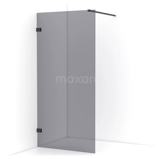 Diamond Walk-in shower | 90 cm Black chrome Smoke glass Fixed wall IDA09121BC