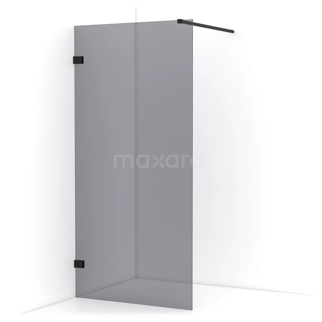 Begehbare Dusche Diamant 100cm Rauchglas Sicherheitsglas Matt Schwarz IDA10121MB