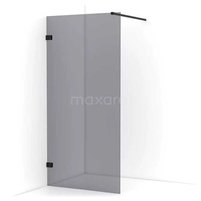 Diamond Walk-in shower | 90 cm Matte black Smoke glass Fixed wall IDA09121MB