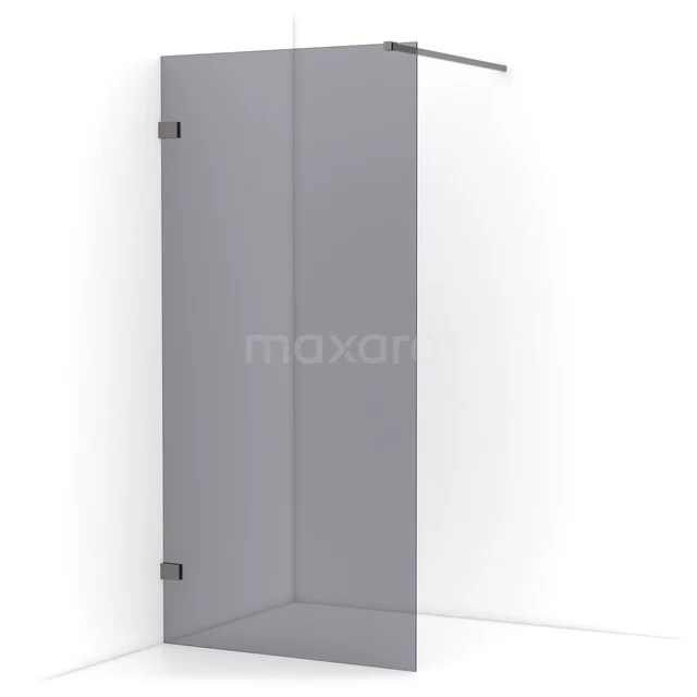 Diamond begehbare Dusche | 90 cm Schwarzes Metall  Feste Wand IDA09121ZM