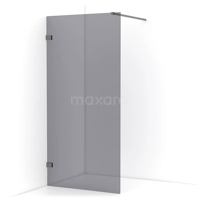 Diamond Walk-in shower | 90 cm Black metal Smoke glass Fixed wall IDA09121ZM