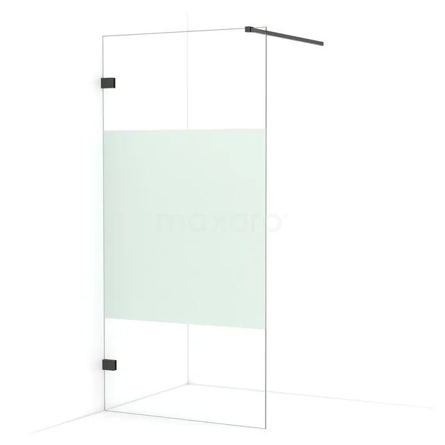 Begehbare Dusche Diamant 100cm aus klarem Sicherheitsglas mit mattem Streifen Schwarzchrom IDA10123BC Begehbare Dusche Diamant 100cm aus klarem Sicherheitsglas mit mattem Streifen Schwarzchrom IDA10123BC
