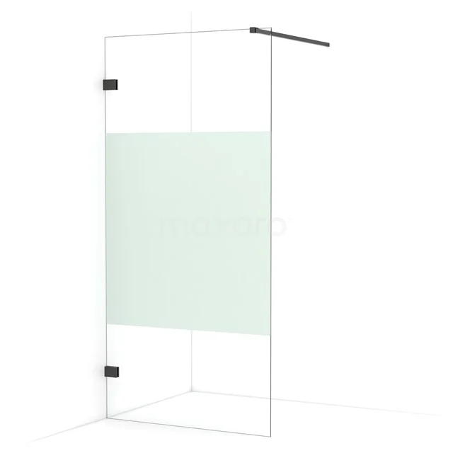 Diamond Walk-in shower | 90 cm Black chrome Clear with matt strip Fixed wall IDA09123BC