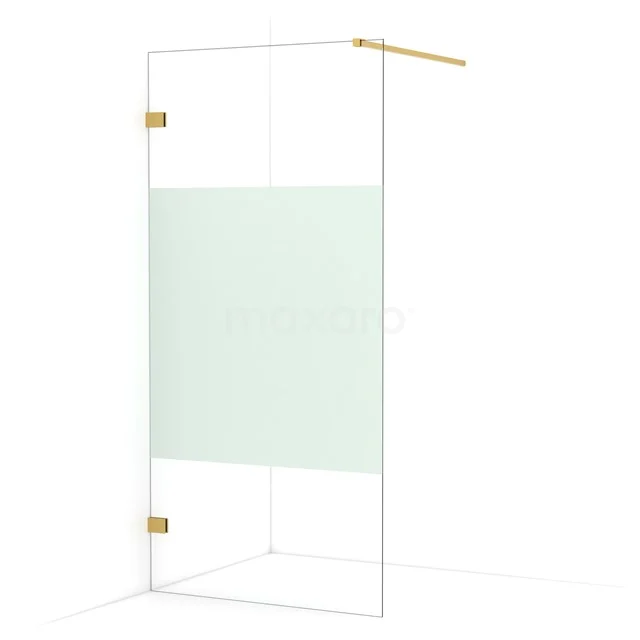 Diamond Walk-in shower | 90 cm Gold Clear with matt strip Fixed wall IDA09123GG