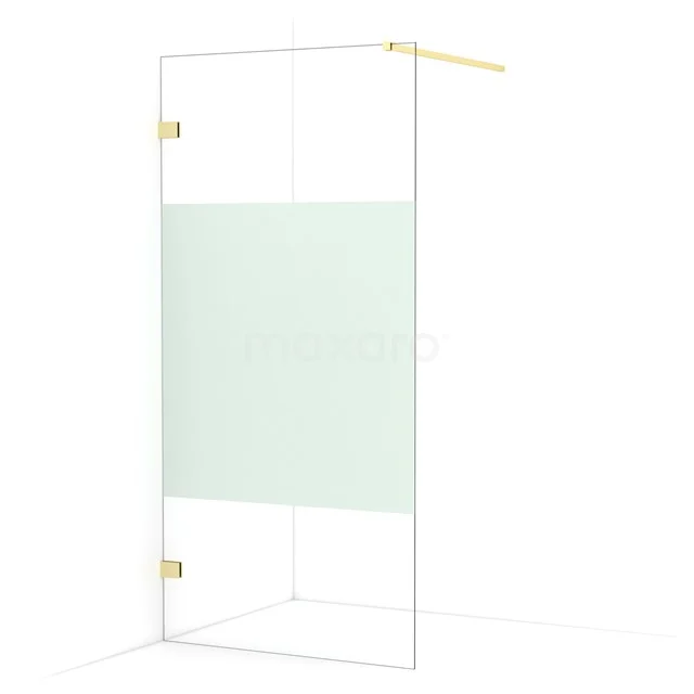 Diamond Walk-in shower | 90 cm Light gold Clear with matt strip Fixed wall IDA09123LG