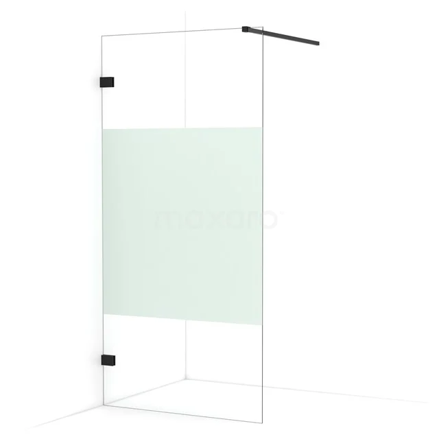 Diamond Walk-in shower | 90 cm Matte black Clear with matt strip Fixed wall IDA09123MB
