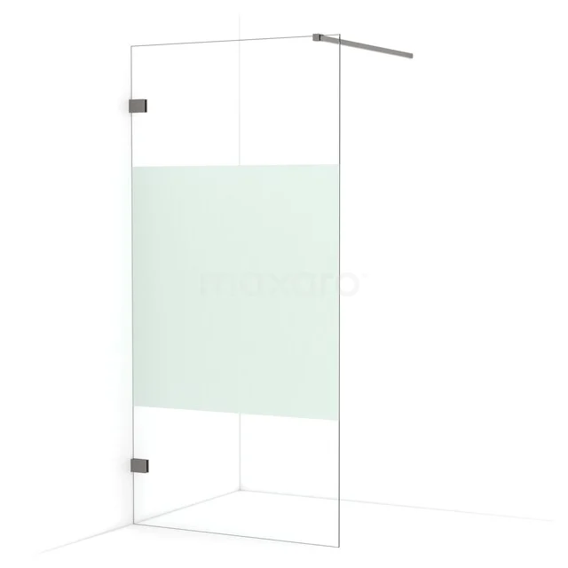 Diamond begehbare Dusche | 100 cm Schwarzes Metall  Feste Wand IDA10123ZM