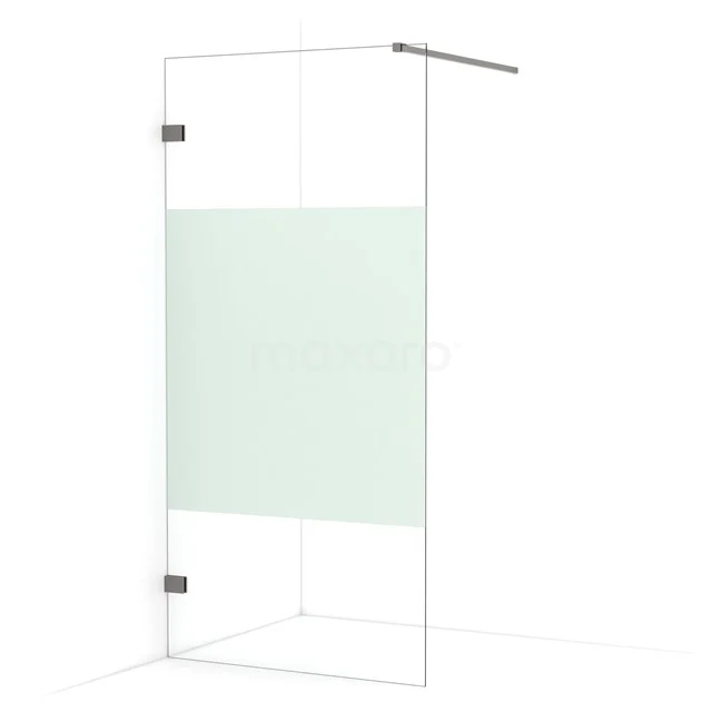 Diamond Walk-in shower | 90 cm Black metal Clear with matt strip Fixed wall IDA09123ZM