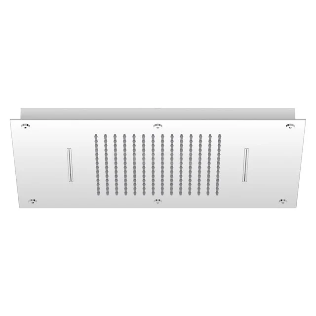 Weißes Edelstahl-Lüftungsgitter, rechteckiges Design, ideal für Badezimmerbelüftung, mit minimalistischen Schlitzen und Schraubmontage.