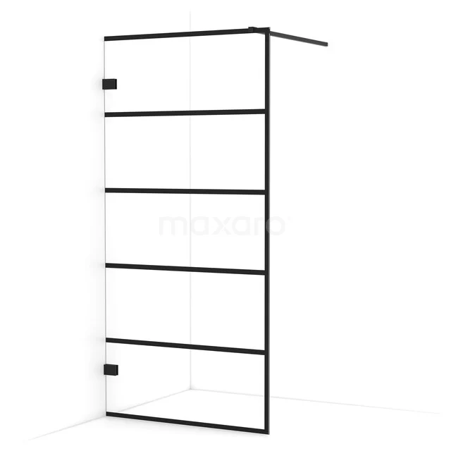 Diamond begehbare Dusche | 100 cm Matt Schwarz  Feste Wand IDA10125MB