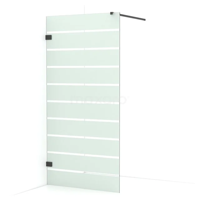 Diamond Walk-in shower | 90 cm Black chrome Clear with matt stripes Fixed wall IDA09126BC