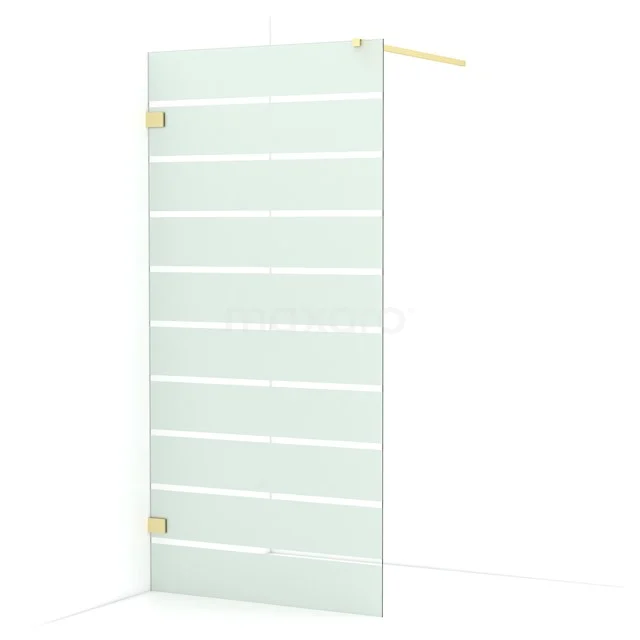 Diamond Walk-in shower | 90 cm Light gold Clear with matt stripes Fixed wall IDA09126LG