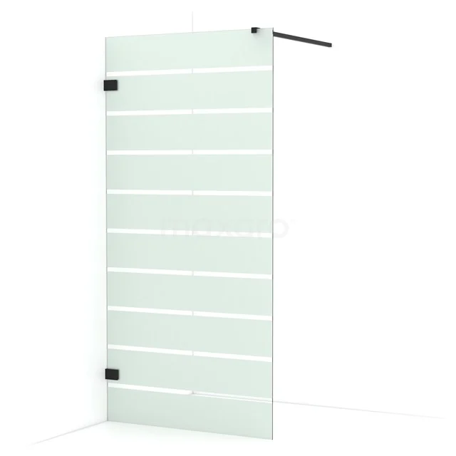 Diamond Walk-in shower | 90 cm Matte black Clear with matt stripes Fixed wall IDA09126MB