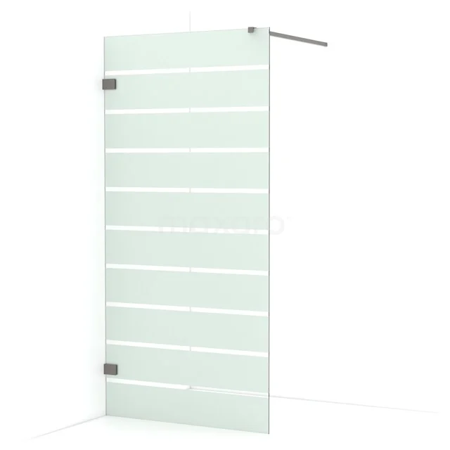Diamond Walk-in shower | 90 cm Black metal Clear with matt stripes Fixed wall IDA09126ZM