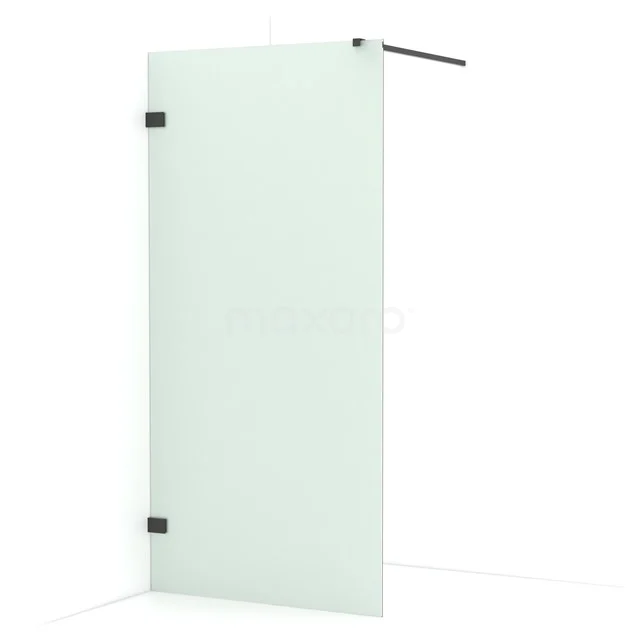 Diamond Walk-in shower | 90 cm Black chrome Frosted glass Fixed wall IDA09127BC