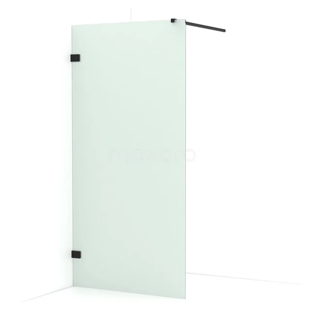 Diamond Walk-in shower | 100 cm Matte black Frosted glass Fixed wall IDA10127MB