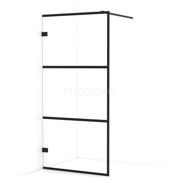 Begehbare Dusche Diamant 90cm aus klarem Sicherheitsglas mit 4 schwarzen Streifen Matt Schwarz IDA09128MB Begehbare Dusche Diamant 90cm aus klarem Sicherheitsglas mit 4 schwarzen Streifen Matt Schwarz IDA09128MB