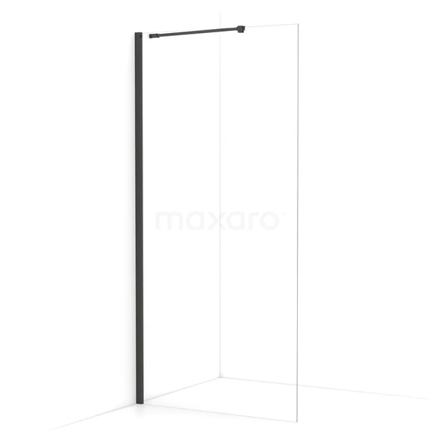 Diamond Walk-in shower | 90 cm Black chrome Clear glass Fixed wall IDA09210BCN