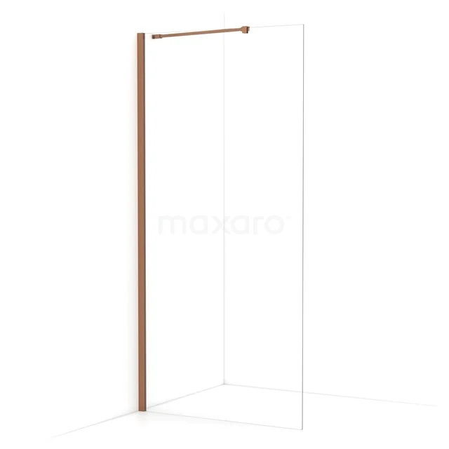 Diamond Walk-in shower | 100 cm Copper Clear glass Fixed wall IDA10210KP