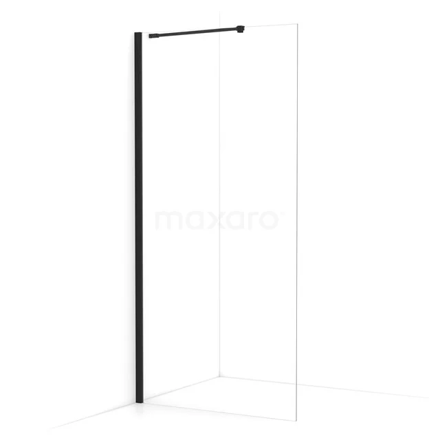 Diamond Walk-in shower | 90 cm Matte black Clear glass Fixed wall IDA09210MB