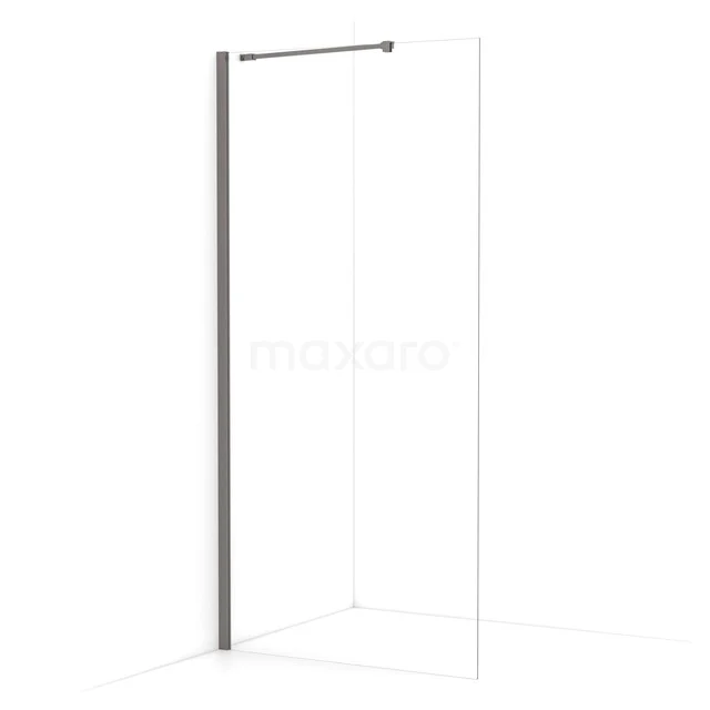Diamond begehbare Dusche | 100 cm Schwarzes Metall  Feste Wand IDA10210ZMN