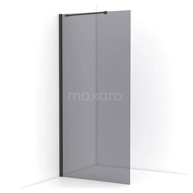 Diamond begehbare Dusche | 90 cm Schwarzchrom  Feste Wand IDA09211BCN