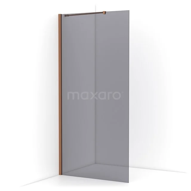 Diamond Walk-in shower | 100 cm Copper Smoke glass Fixed wall IDA10211KP