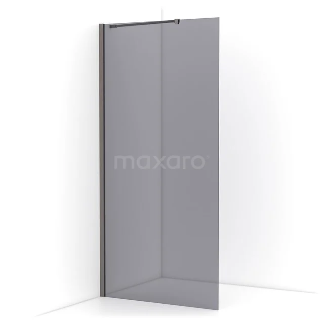 Diamond Walk-in shower | 90 cm Black metal Smoke glass Fixed wall IDA09211ZMN