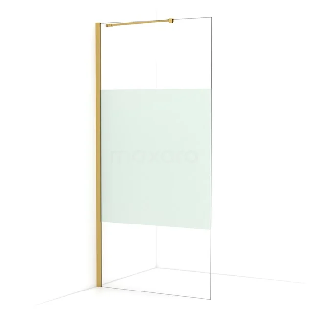Diamond Walk-in shower | 90 cm Gold Clear with matt strip Fixed wall IDA09213GGN