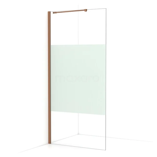 Begehbare Dusche Diamond 90cm aus klarem Sicherheitsglas mit mattem Streifen aus Kupfer IDA09213KP