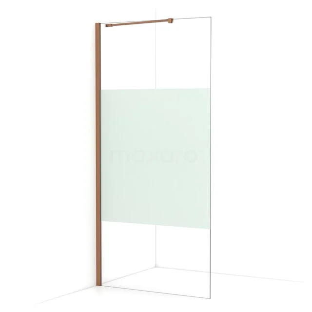 Diamond Walk-in shower | 90 cm Copper Clear with matt strip Fixed wall IDA09213KP