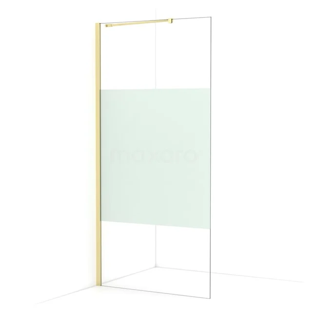 Diamond Walk-in shower | 90 cm Light gold Clear with matt strip Fixed wall IDA09213LG