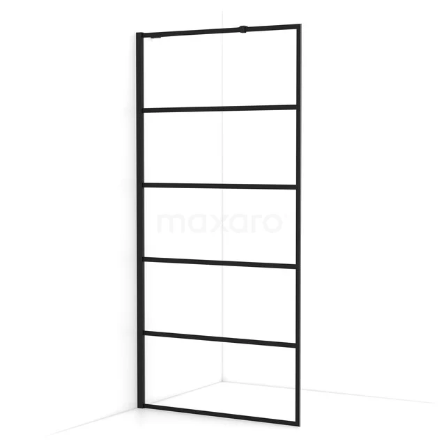 Diamond begehbare Dusche | 100 cm Matt Schwarz  Feste Wand IDA10215MB