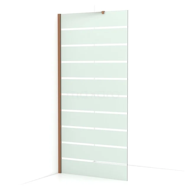 Diamond Walk-in shower | 90 cm Copper Clear with matt stripes Fixed wall IDA09216KP