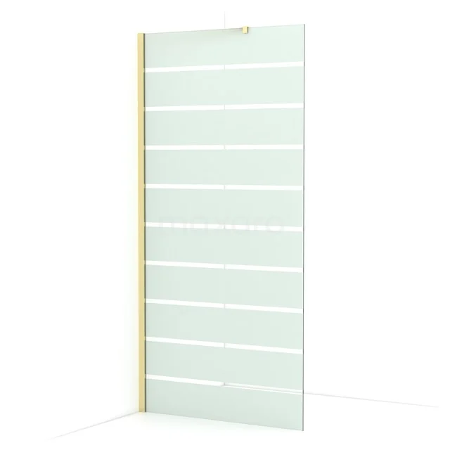 Diamond Walk-in shower | 90 cm Light gold Clear with matt stripes Fixed wall IDA09216LG