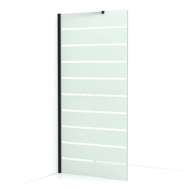 Begehbare Dusche Diamant 90cm aus klarem Sicherheitsglas mit matten Streifen Matt Schwarz IDA09216MB Begehbare Dusche Diamant 90cm aus klarem Sicherheitsglas mit matten Streifen Matt Schwarz IDA09216MB