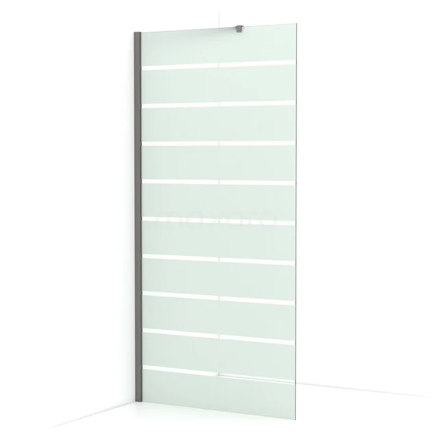 Begehbare Dusche Diamant 90cm aus klarem Sicherheitsglas mit matten Streifen aus schwarzem Metall IDA09216ZMN Begehbare Dusche Diamant 90cm aus klarem Sicherheitsglas mit matten Streifen aus schwarzem Metall IDA09216ZMN