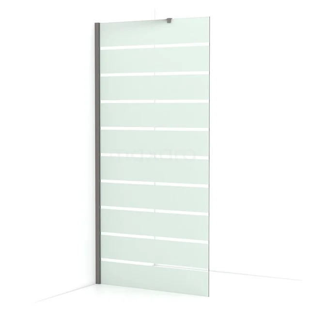 Diamond Walk-in shower | 90 cm Black metal Clear with matt stripes Fixed wall IDA09216ZMN