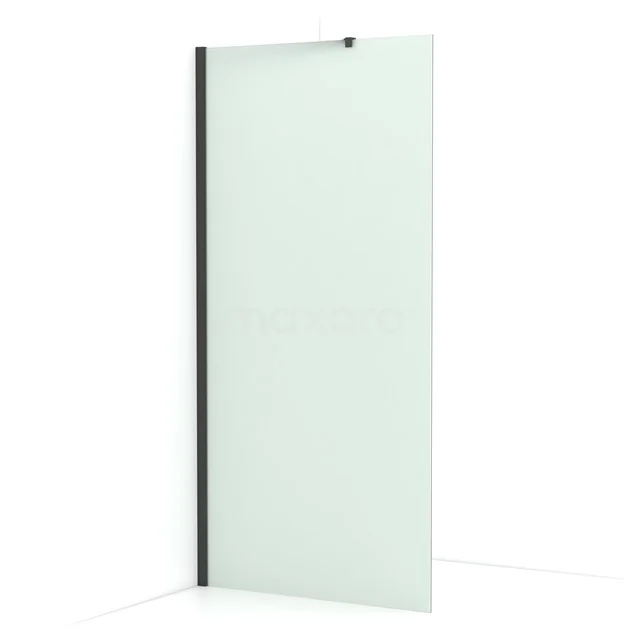 Diamond Walk-in shower | 90 cm Black chrome Frosted glass Fixed wall IDA09217BCN