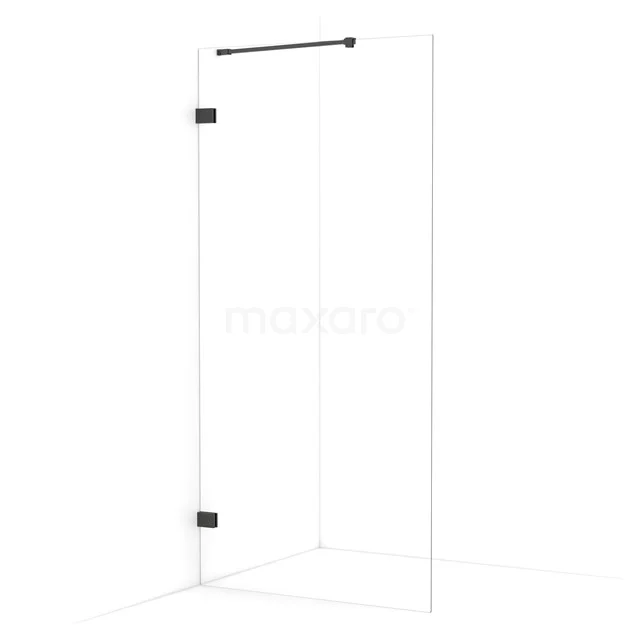 Diamond Walk-in shower | 100 cm Black chrome Clear glass Fixed wall IDA10220BC
