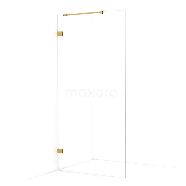 Diamond Walk-in shower | 100 cm Gold Clear glass Fixed wall IDA10220GG